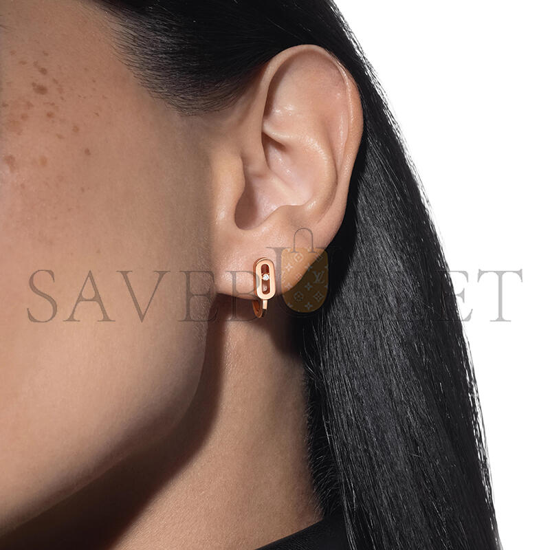 MESSIKA MOVE UNO MINI HOOP EARRINGS PINK GOLD DIAMOND EARRINGS 10050-WG